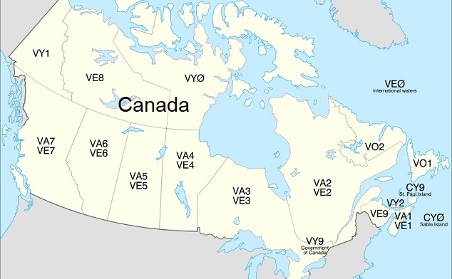 Map Canada Radioamateur