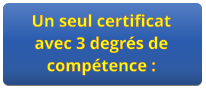 Un seul certificat avec 3 degrés de compétence :